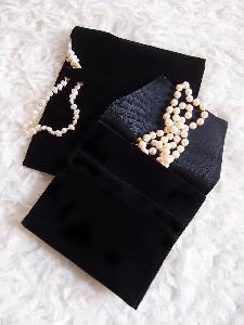 Black Velvet Flapover Jewelry Pouch 4  x 4 